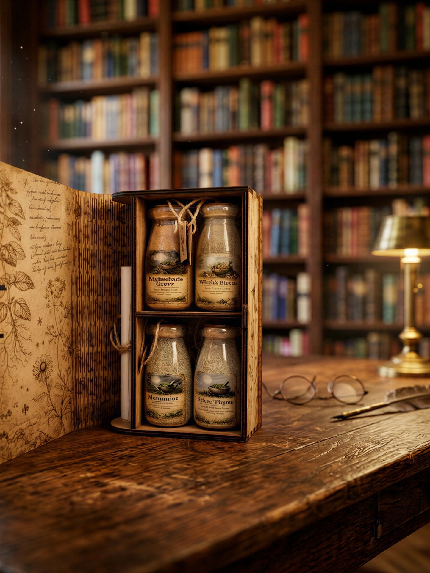 Vol III Garden of the Hollow Moon Handmade Wooden Spice Book