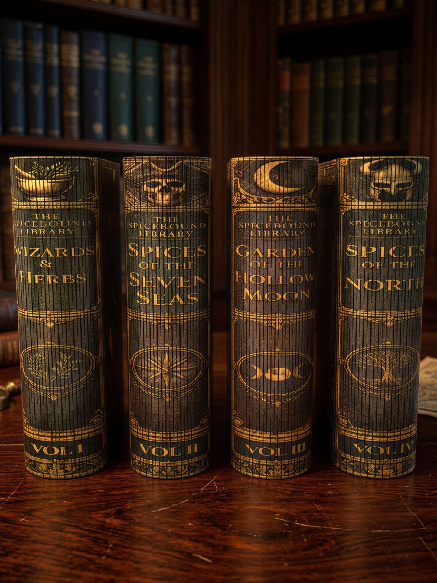 The Complete Spicebound Library – All Four Volumes Handmade Wooden Spice Books