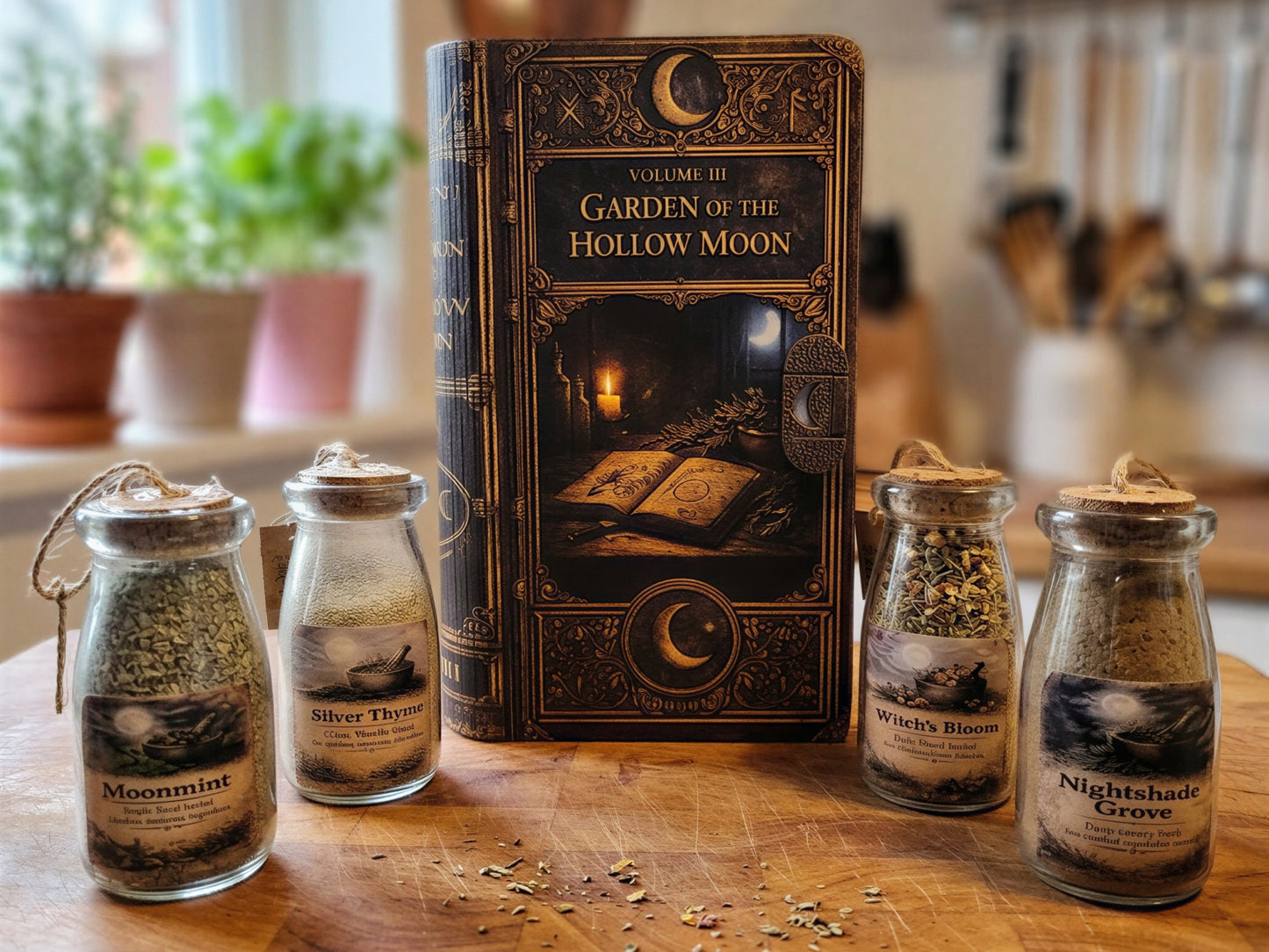 Vol III Garden of the Hollow Moon Handmade Wooden Spice Book