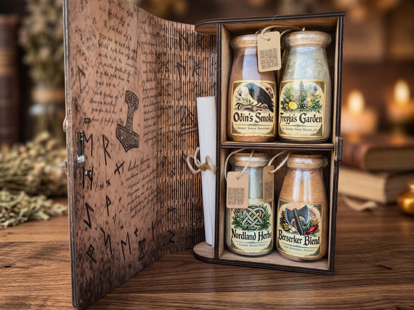 The Complete Spicebound Library – All Four Volumes Handmade Wooden Spice Books