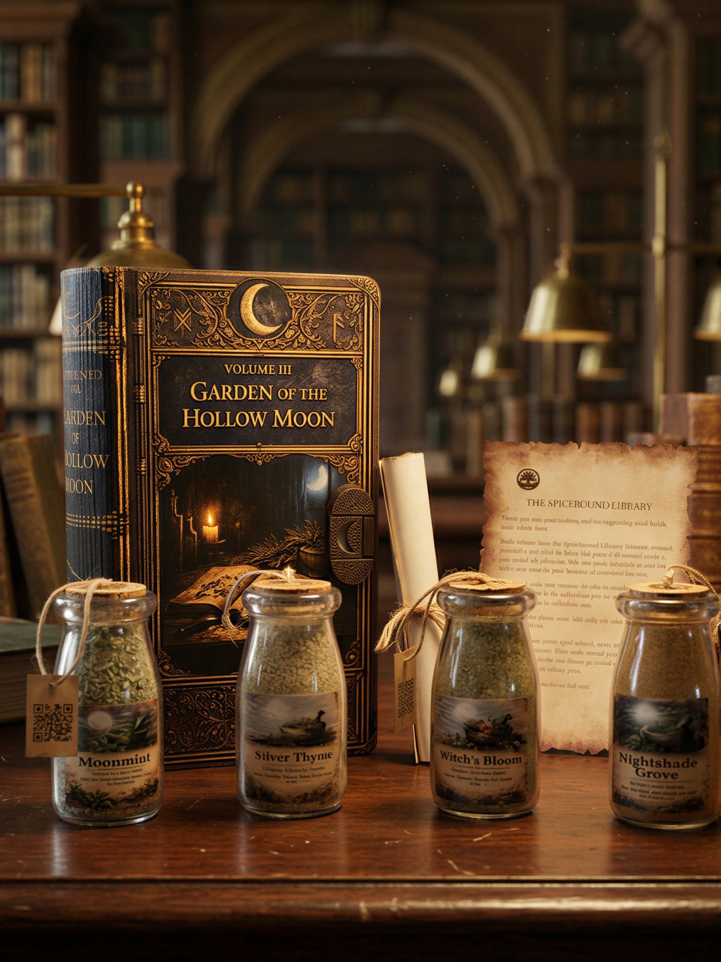 The Complete Spicebound Library – All Four Volumes Handmade Wooden Spice Books